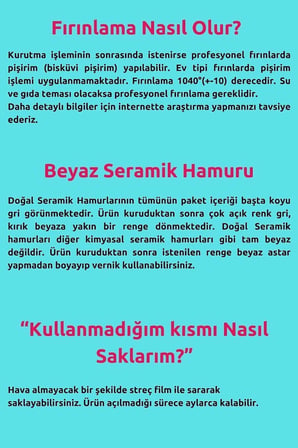 Seramik Hamuru 4000 Gr, 7li Plastik Ebeşuar (MODELAJ SETİ), Kesme Teli-ipi, Guaj, Doğal Kil Çamuru