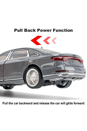 Audi A8 Araba Audi A8 Long Quattro 1:24 Diecast Metal Model Araba Koleksiyon Araba Sesli Işıklı