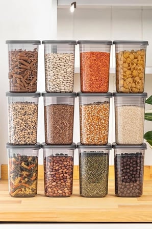 12 Adet 1200 ml Etiketli Sızdırmaz Kapaklı Saklama Kabı Seti, CAN.PY.712