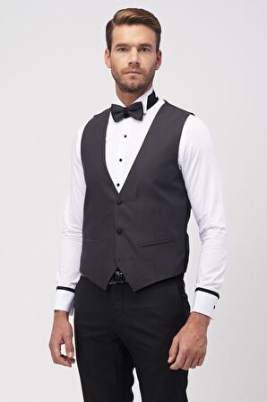 Erkek Slim Fit Dar Kesim Yelekli Smokin Damatlık