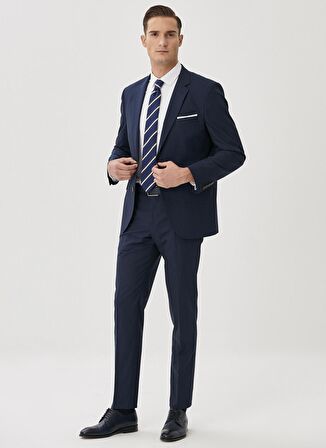 Erkek Lacivert Regular Fit Geniş Kesim Takım Elbise