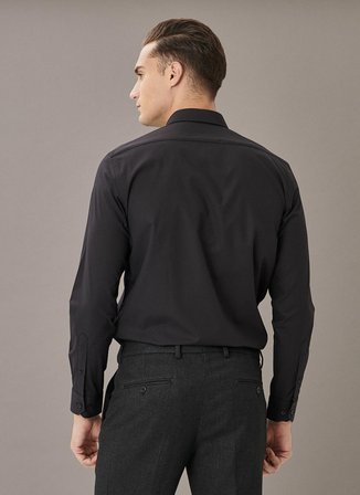 Altınyıldız Classics Slim Fit Klasik Gömlek Yaka Düz Siyah Erkek Gömlek 4A2000000001