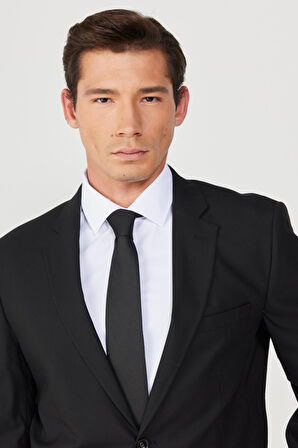 Erkek Siyah Slim Fit Dar Kesim Su Ve Leke Tutmayan Nano Takım Elbise