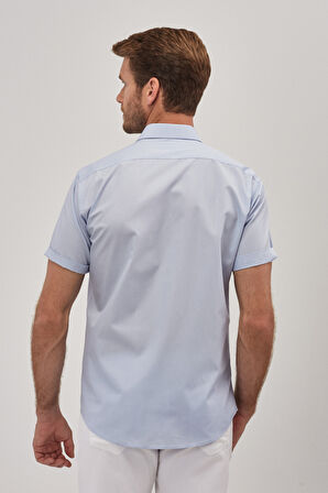 Comfort Fit Rahat Kesim Klasik Yaka Pamuklu Kısa Kollu Basic Gömlek