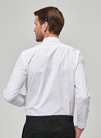 Slim Fit Klasik Gömlek Yaka Düz Beyaz Erkek Gömlek 4A2000000021