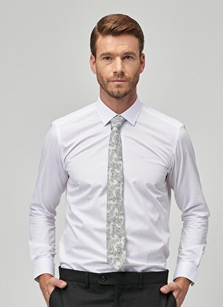 Slim Fit Klasik Gömlek Yaka Düz Beyaz Erkek Gömlek 4A2000000021