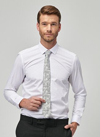 Slim Fit Klasik Gömlek Yaka Düz Beyaz Erkek Gömlek 4A2000000021