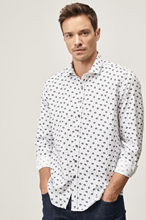 Tailored Slim Fit İtalyan Yaka Baskılı Gömlek