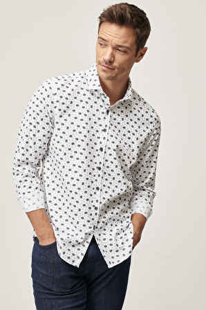 Tailored Slim Fit İtalyan Yaka Baskılı Gömlek