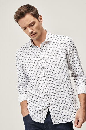 Tailored Slim Fit İtalyan Yaka Baskılı Gömlek