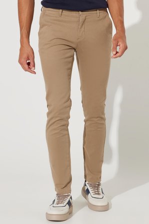Erkek Camel Kanvas Slim Fit Dar Kesim Yan Cep Esnek Chino Pantolon