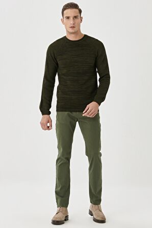 Erkek Yeşil 360 Derece Her Yöne Esneyen Slim Fit Dar Kesim Pamuklu Rahat Pantolon