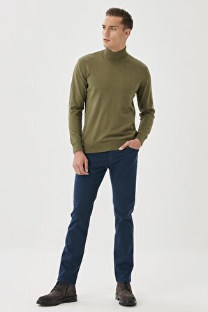 Erkek Lacivert 360 Derece Her Yöne Esneyen Slim Fit Dar Kesim Pamuklu Rahat Pantolon