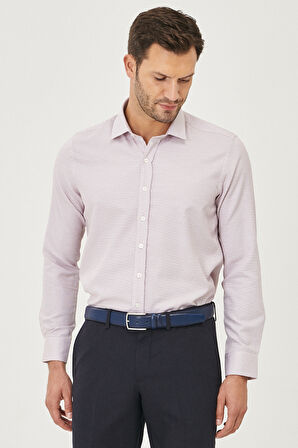 Slim Fit Dar Kesim Klasik Yaka Armürlü Gömlek