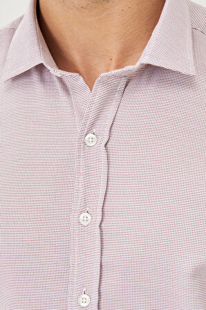 Slim Fit Dar Kesim Klasik Yaka Armürlü Gömlek