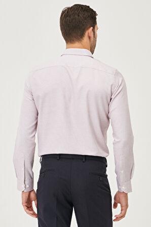 Slim Fit Dar Kesim Klasik Yaka Armürlü Gömlek