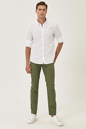 Erkek Haki Kanvas Slim Fit Dar Kesim %100 Pamuk 5 Cep Pantolon