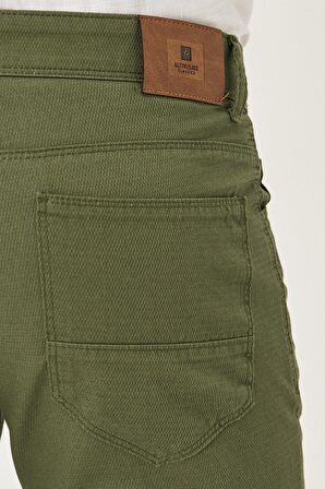 Erkek Haki Kanvas Slim Fit Dar Kesim %100 Pamuk 5 Cep Pantolon