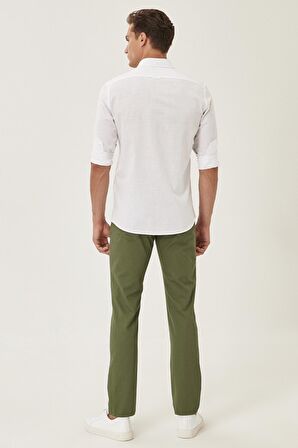 Erkek Haki Kanvas Slim Fit Dar Kesim %100 Pamuk 5 Cep Pantolon