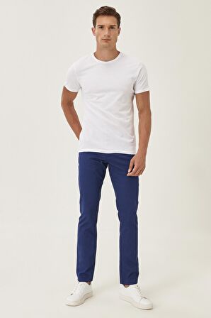 Erkek Indigo Kanvas Slim Fit Dar Kesim %100 Pamuk 5 Cep Pantolon