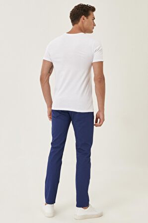 Erkek Indigo Kanvas Slim Fit Dar Kesim %100 Pamuk 5 Cep Pantolon
