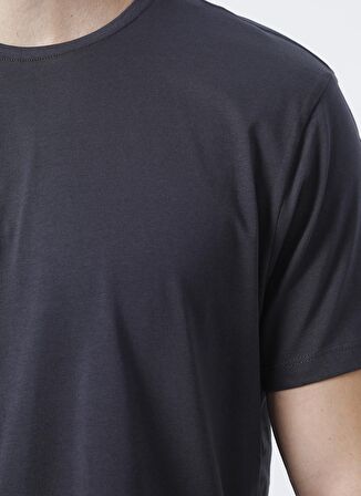 Erkek Antrasit Slim Fit Dar Kesim Bisiklet Yaka Düz Tişört