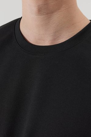 Erkek Siyah Oversize Bol Kesim Bisiklet Yaka Kısa Kollu Sweatshirt Tişört