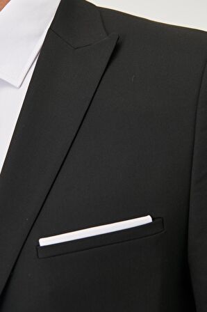 Erkek Siyah Ekstra Slim Fit Dar Kesim Siyah Spor Takım Elbise