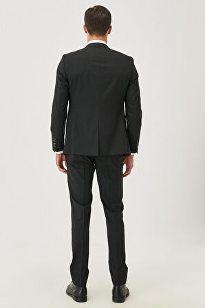 Erkek Siyah Ekstra Slim Fit Dar Kesim Siyah Spor Takım Elbise