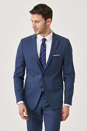 Erkek Lacivert-kahverengi Ekstra Slim Fit Dar Kesim Takım Elbise