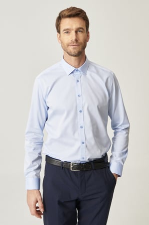 Ütü Gerektirmeyen Non-Iron  Slim Fit  %100 Pamuk Gömlek