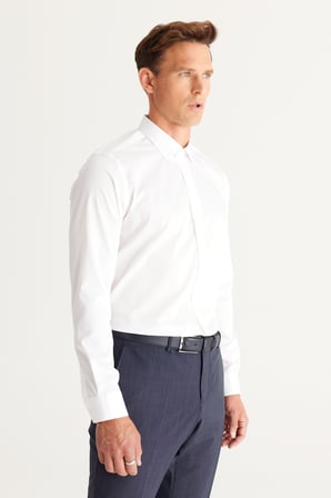 Ütü Gerektirmeyen Non-Iron  Slim Fit  %100 Pamuk Gömlek