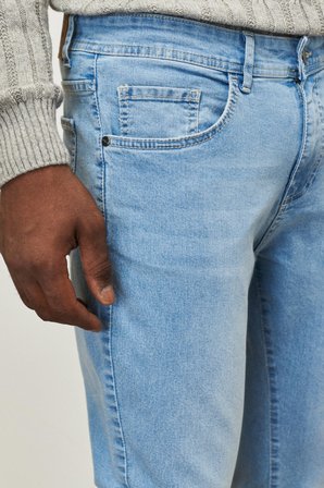 Erkek Buz Mavı Trend Slim Fit Dar Kesim Pamuklu Esnek Denim Jean Kot Pantolon