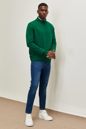 Erkek K.mavı Trend Slim Fit Dar Kesim Pamuklu Esnek Denim Jean Kot Pantolon