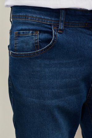 Erkek K.mavı Trend Slim Fit Dar Kesim Pamuklu Esnek Denim Jean Kot Pantolon