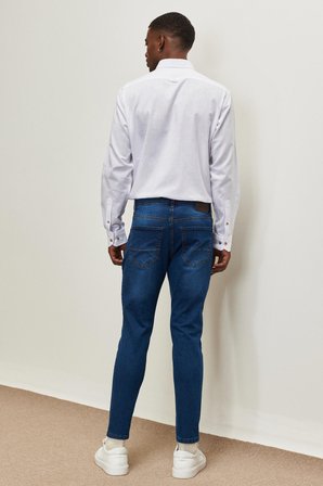 Erkek K.mavı Trend Slim Fit Dar Kesim Pamuklu Esnek Denim Jean Kot Pantolon