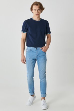Erkek Buz Mavı Magic Slim Fit Dar Kesim Esnek Denim Jean Kot Pantolon