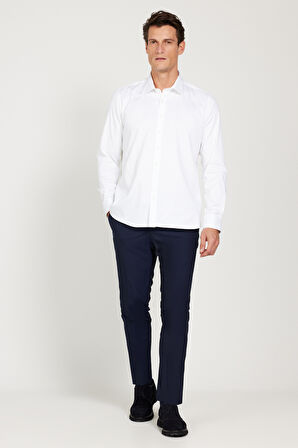 Slim Fit Dar Kesim Klasik Yaka Saten Gömlek