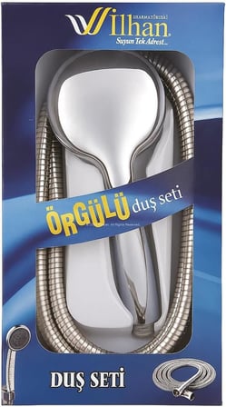 İ̇Lhan Örgülü Duş Seti, 3 Fonksiyonlu Akış, 360 Derece Krom Spiral, Çift Kenetli 1/2 Bağlantılı Hortum, Kirece, Bükülmeye Ve Yüksek Basınca Dayanıklı, Kolay Montaj, Duş Takımı