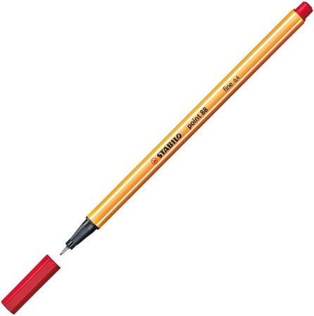STABILO point 88 Keçeli Kalem, 0,4 mm Uç, Su Bazlı Mürekkep, Kırmızı