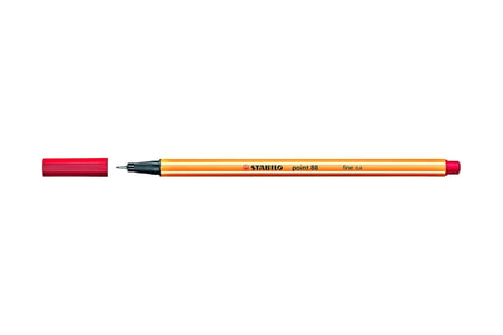 STABILO point 88 Keçeli Kalem, 0,4 mm Uç, Su Bazlı Mürekkep, Kırmızı
