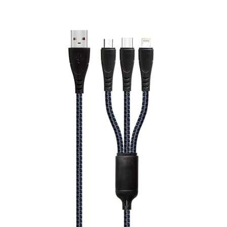 3 in 1 USB-A to Lightning – Type-C – Micro Şarj ve Data Kablosu | 3.1A 1.2m Hızlı Şarj İOS TypeC USB İphone İle Uyumlu Şarj Kablosu 66w | Salise Gösterir (CL99 66w)