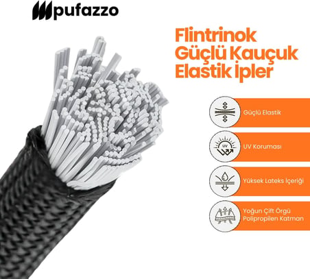 Kancalı Bagaj Gergi Lastiği - Paslanmaz Çelik Çift Kancalı, Motor ve Bisiklet Sabitleme Lastiği - 3 Adet (Siyah, 90cm)