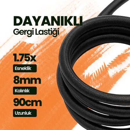 Kancalı Bagaj Gergi Lastiği - Paslanmaz Çelik Çift Kancalı, Motor ve Bisiklet Sabitleme Lastiği - 3 Adet (Siyah, 90cm)