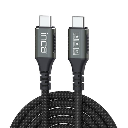 Inca ITCT-40 USB4 8K@60Hz Thunderbolt 4/3 40 Gbps PD240W Type-C to Type-C Kablo-0.8m USB 4, 40Gbps Veri Aktarım Kapasitesi GaN şarj cihazı ve tüm USB C Tipi cihazlar