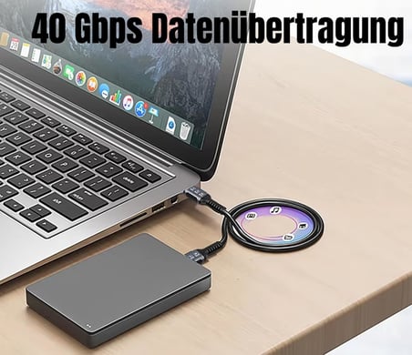 Inca ITCT-40 USB4 8K@60Hz Thunderbolt 4/3 40 Gbps PD240W Type-C to Type-C Kablo-0.8m USB 4, 40Gbps Veri Aktarım Kapasitesi GaN şarj cihazı ve tüm USB C Tipi cihazlar