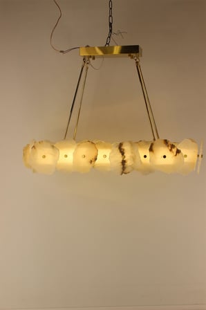 Modern Ham Mermer Parçalı Masaüstü 3 Renk Led Bronz Eskitme Sarkıt Avize 