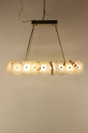 Modern Ham Mermer Parçalı Masaüstü 3 Renk Led Bronz Eskitme Sarkıt Avize 
