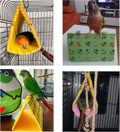 Konur &amp; Kayık Papağanı Yuvası Uyku Hamağı Çadırı Kuş Oyuncağı (Sarı)