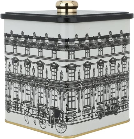 -Er023-1j City Chocolate Desenli Kare Metal Saklama Kabı 12x12 Cm (City Chocolate)